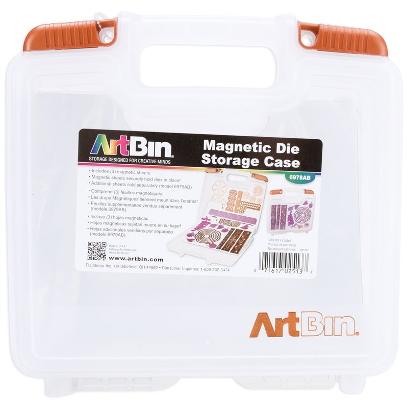 ArtBin 6978AB Magnetic Die Storage Case with 3 Magnetic Die Sheets, Portable Paper Craft & Die Organizer with Handle, Translucent - Image 2